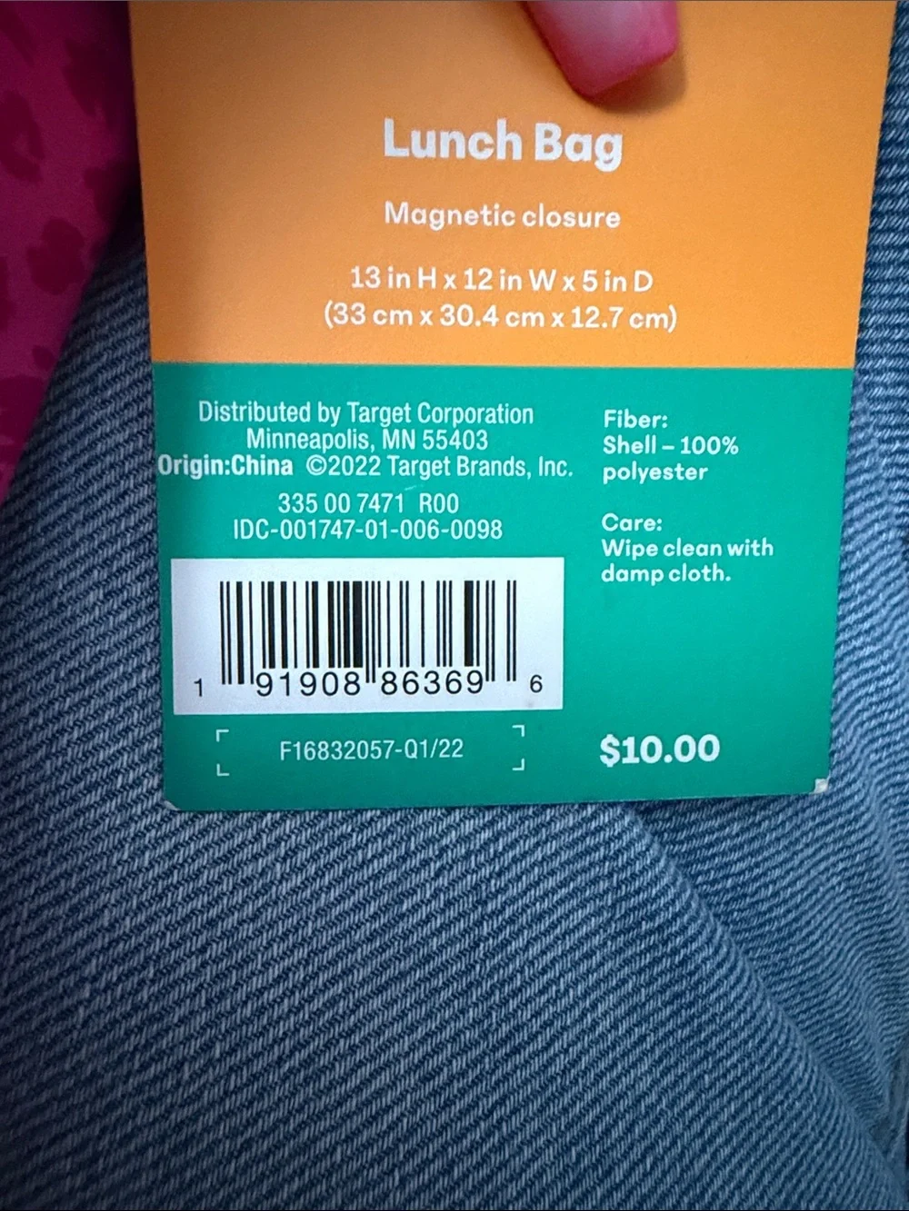 Lunch Bag with Magnetic Closure